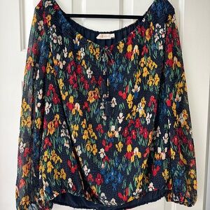 Tory Burch Josephine Iris Garden Party Navy Shirt Size XL